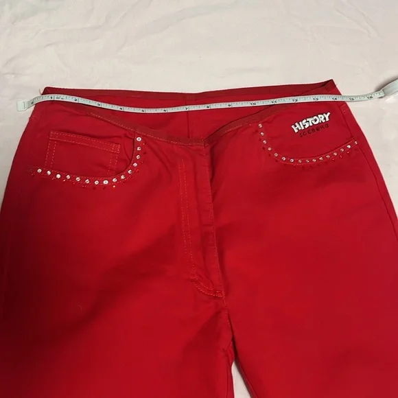 Iceberg history X minnie mouse Swarovski crystal red straight leg pants 26